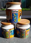 Dunoon Farmyard Set Of Jars Tea Coffee Sugar Kitchen Storage.