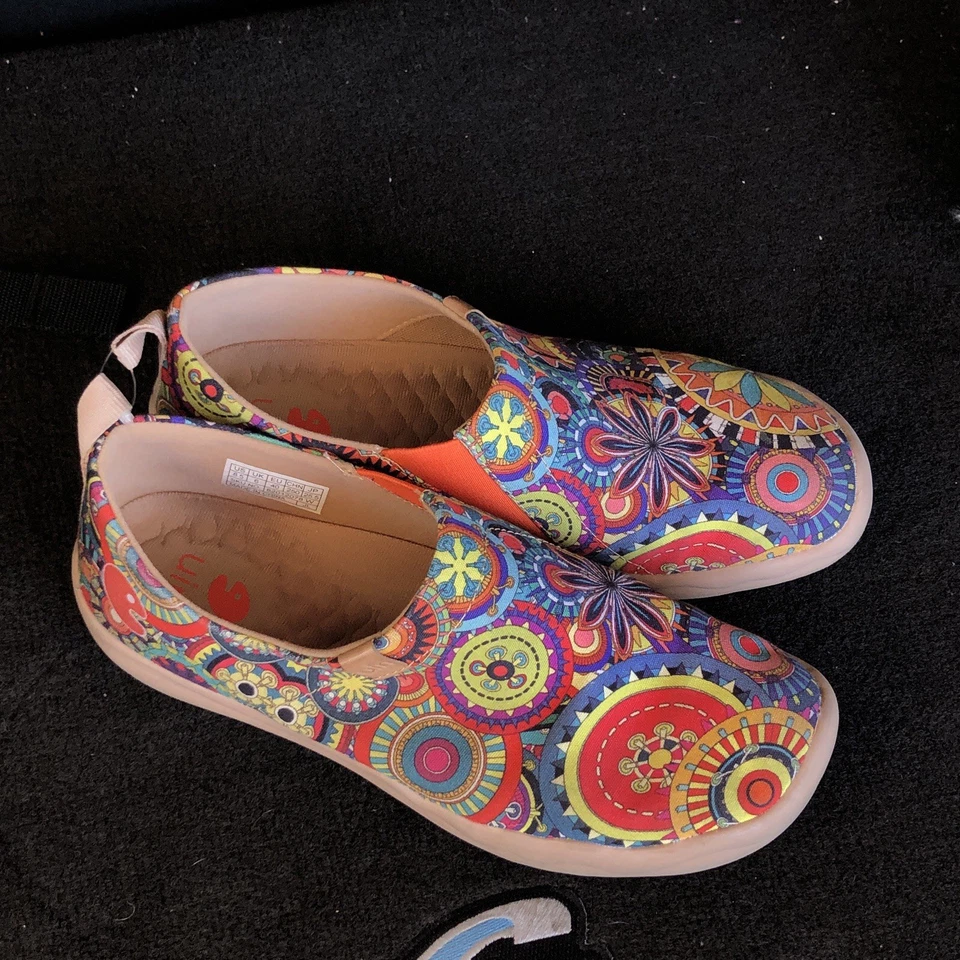 Zapatos informales sin cordones UNI para mujer talla 8,5 multicolor patrón boho mandala cómodos Foto 4 de 4