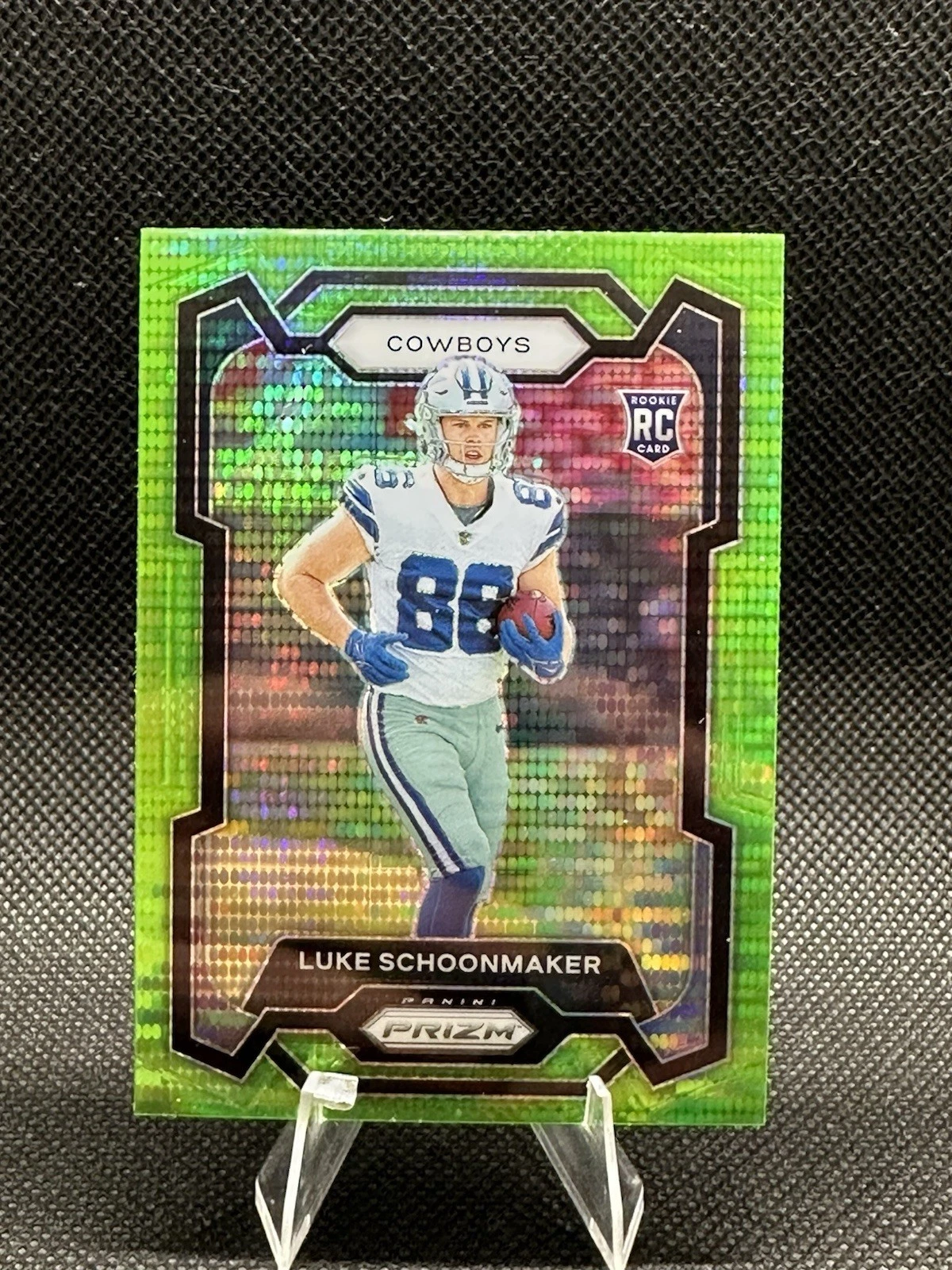 Luke Schoonmaker 2023 Panini Prizm #325 Dallas Cowboys Neon Green Pulsar RC