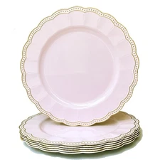 Pink Round Charger Plates13 Inch Metallic Chargers for Dinner Plates Gold Bea...