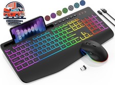 Combo De Teclado Y Rat n Inal mbricos Con 9 Efectos De Retroiluminaci n RGB NEW