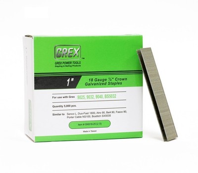 Grex GNS18-25 (L13) 1 In. 18 Ga 1/4 In. Wide Crown Staples, Galvanized, 5M