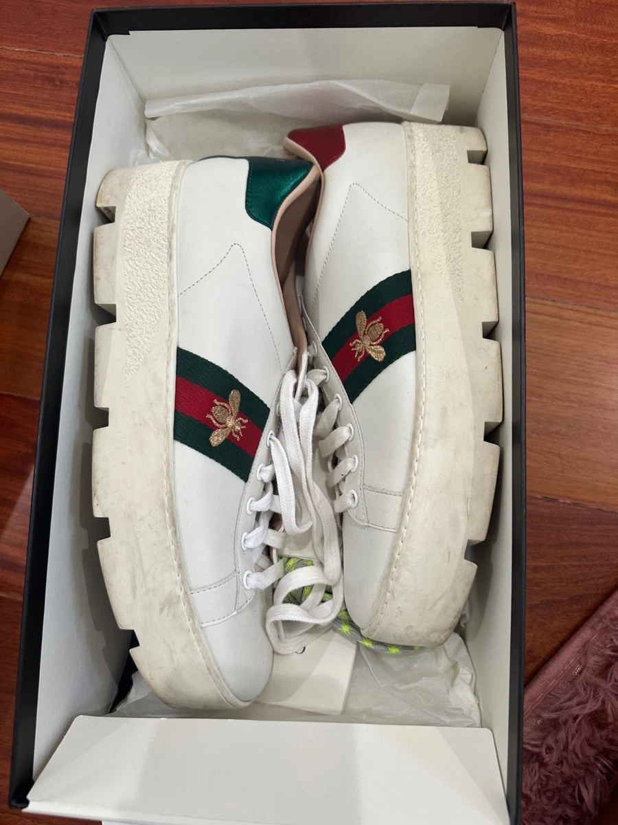 Gucci Ace Embroidered Platform White W for sale | eBay