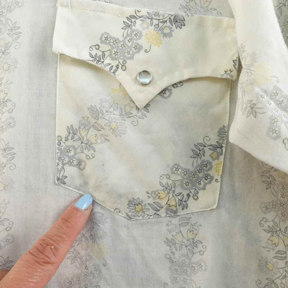 Vintage Champion Western Cowboy Shirt Mens XL Long Sleeve Pearl Snap Floral - Image 3 of 4