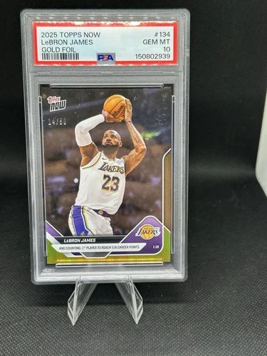 LeBron James 51k Career Points 2025-26 Topps NOW Card 134 GOLD FOIL /50 PSA 10