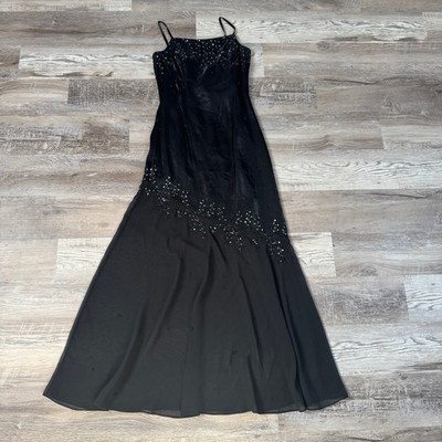 vintage gothic 90s prom dress Y2K Cache Black Beaded Chiffon Maxi Fairy Goth Formal 8 blush pink prom dress Slide On Over Velvet Color:Mauve Rose