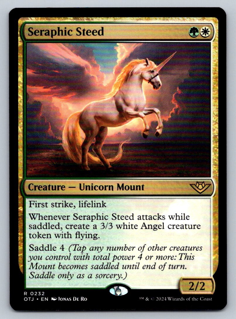 MTG Outlaws of Thunder Junction #232 Seraphic Steed Rare Unicorn Mount