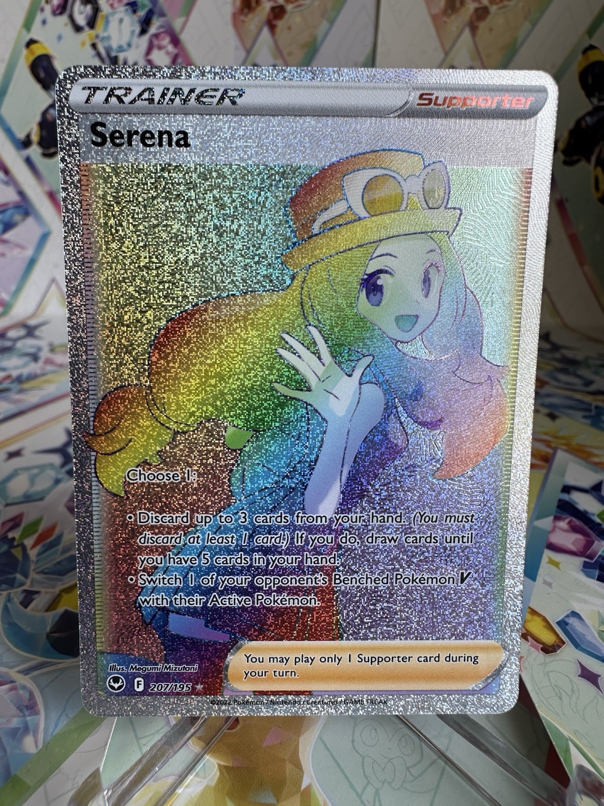 2022 Serena 207/195 Pokemon Sword & Shield Silver Tempest Holo Rainbow Rare Card