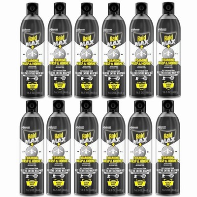 12pk Raid Max Wasp & Hornet Foaming Killer Spray, Kills Entire Nest, 16.5oz