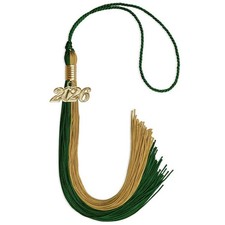 Endea Graduation Hunter Green/Antique Gold Tassel With Gold Date Drop
