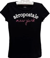 Aeropostale womens shirt size L Black short sleeve top New York graphic tee cute