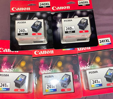 Canon PIXMA Genuine 240XL Black  241XL Color Inkjet Ink Cartridges 5 total