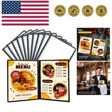 8.5 x 11 Inch Menu Covers, 10 Pack 2 Page 4 View Menu Holder, Restaurant Menu...