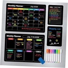 4 Pack Magnetic Dry Erase Board Magnetic Monthly  Weekly  DIY  Memo Black