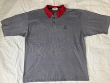 Vintage HUGO BOSS Men Red Collar Classic Navy Striped Polo Size L