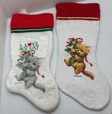 Lot Of Two Felt Cat Kitten Christmas Stockings See Photos