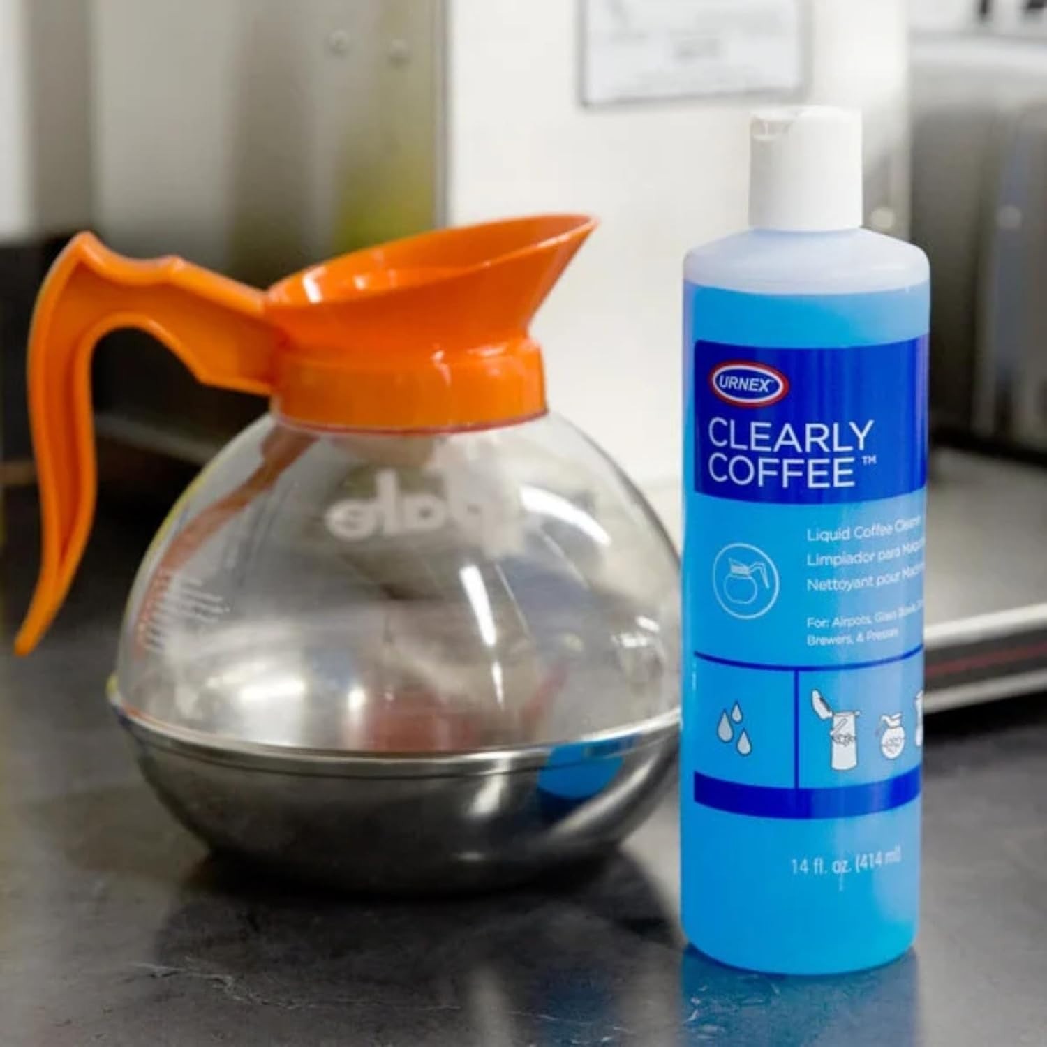 Urnex Clearly Coffee Pot Cleaner 14 Ounce (Made in the USA) French Press Liquid
