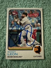 2022 Topps Heritage #654 Sandy Leon IP Signed Autograph Miami Marlins 