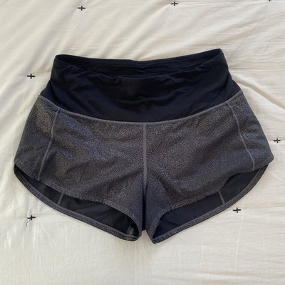 Lululemon Speed Up Short HiRise 2.5''Luminosity Foil Print Black Silver/Black Sz6