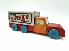 Vintage Superior Toy Co Moving Truck Wood Tin Litho Brooklyn NY 1940s