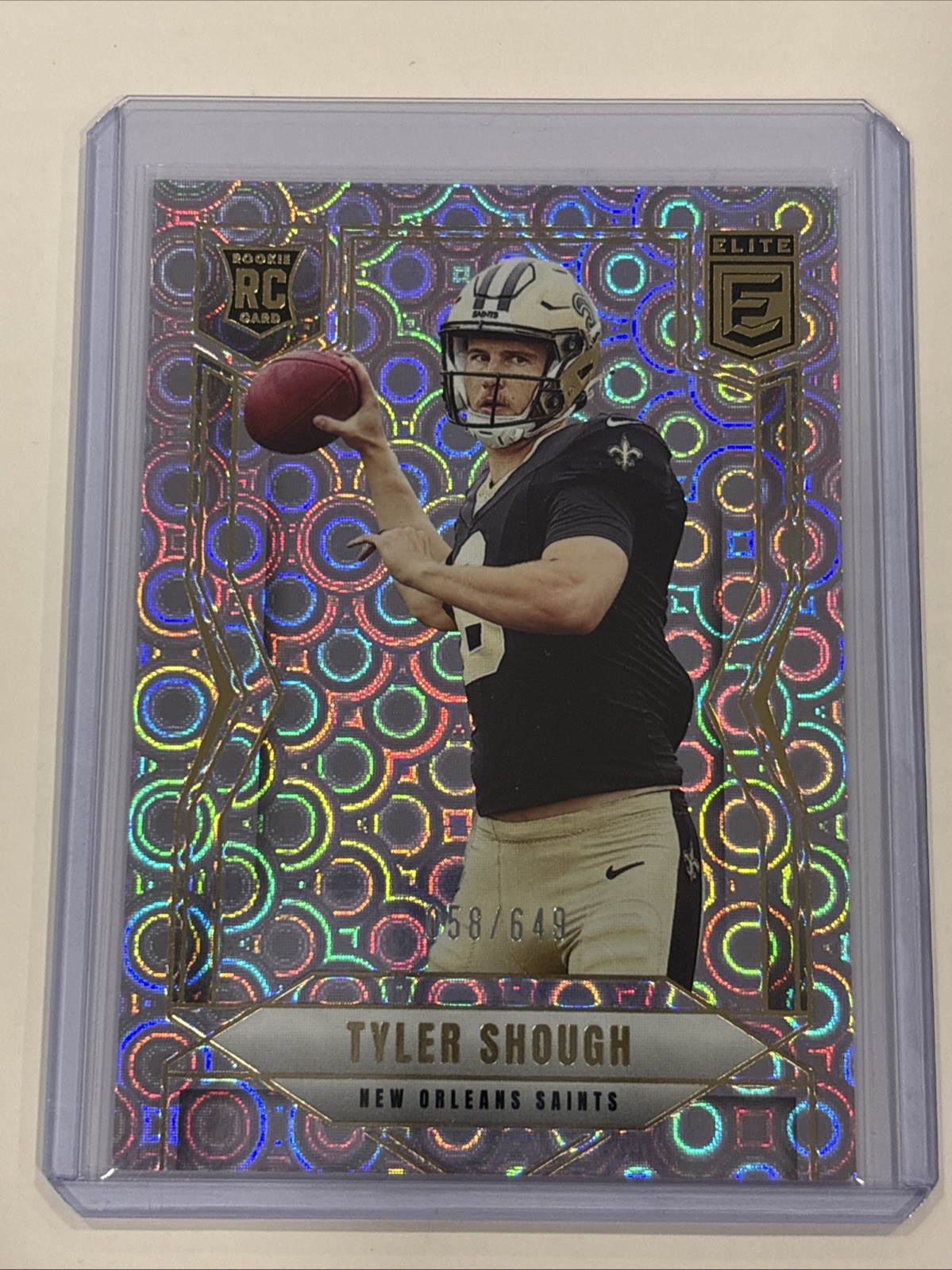 2025 Donruss Elite Tyler Shough Rookie Card #178 LAVENDER PYRAMIDS/649 Saints RC