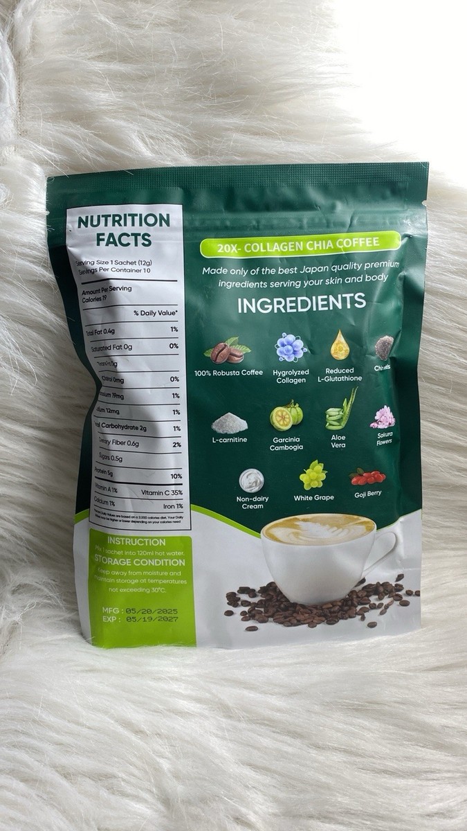 2 PACK/ FITGUM 20X Collagen Chia Coffee - 11 in 1 Coffee Mix | eBay