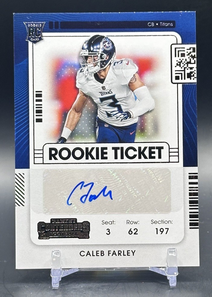 2021 Panini Contenders Rookie Ticket Caleb Farley #153 Rookie Auto RC Titans