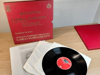 SLS 841 Beethoven Choral Symphony 9 & 8 Carlo Mariua Giulini 3 LP Vinyl Box EMI