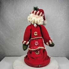 Vintage Spring Coil Santa 18" Red Primitive Country Christmas Handmade Tabletop