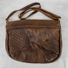 VTG Giudi Shoulder Boho Bag Brown Leather With Felt Lining Made In ITALY