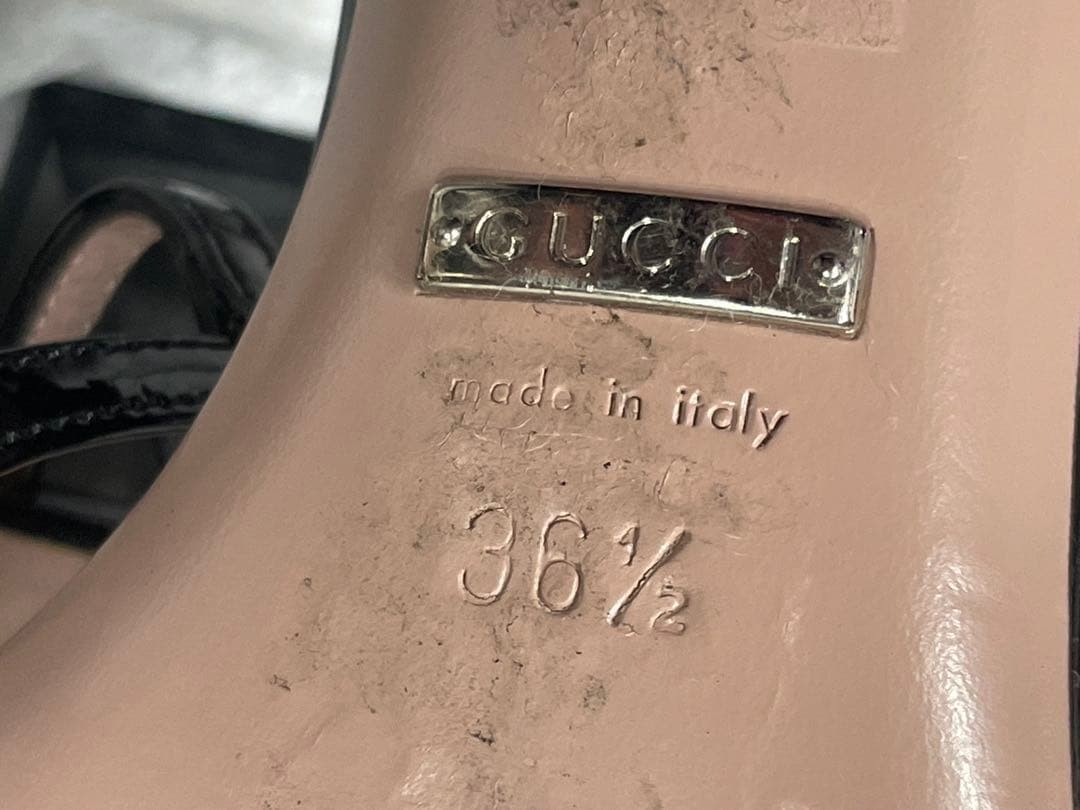 Gucci Horsebit Sandals T-Strap Black Patent Leather Size 36.5 Abt US 6.5 Women thumbnail 18