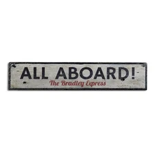 All Aboard!, Custom Family Express - Rustic Distressed Wood Sign