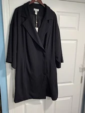 Speigel Vintage Ponte Knit Long Buttonup Jacket Sz 22NWT Luxury Collection Black