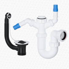 Kitchen Sink Waste and U Bend Trap Kit For Metal Sinks with Washing Machine Att.