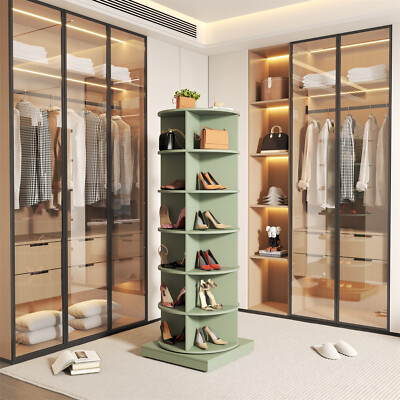 6 Tier Rotating Shoe Rack Tower 360° Spinning Shoe Display Carousel