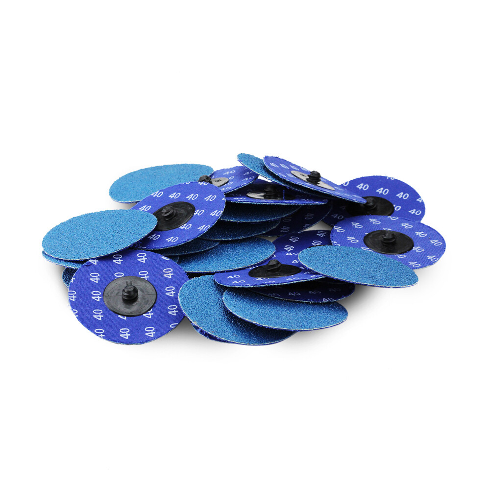 100 Pack - 3" Zirconia 40 Grit Quick Change Sanding Disc Black Hawk Type R Roloc