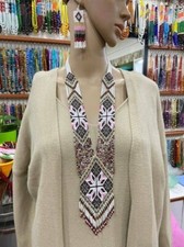 Handmade Necklace Seed Bead Boho American Style Netiv Beaded Multi Strand