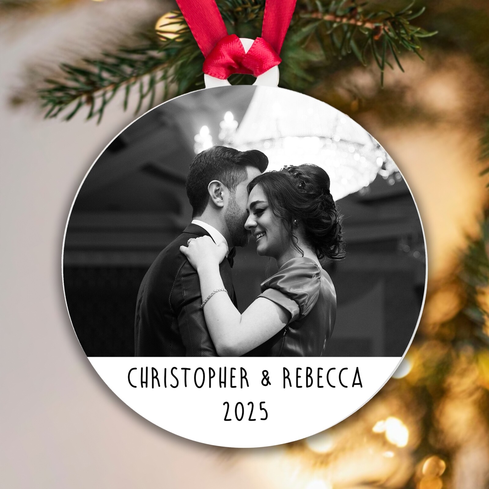 Personalised Photo Couple Bauble Boyfriend Girlfriend Bestie Christmas Tree Dec