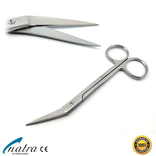 Irisschere gewinkelt 12 cm Mikroverzahnt Nagel Faden Schere Iris Edelstahl NATRA