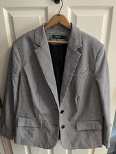 VTG Lauren Ralph Lauren Houndstooth Black White Worsted Wool Blazer Jacket Sz20
