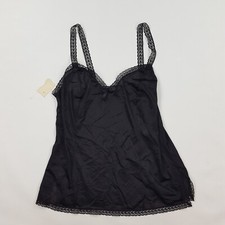 Vintage 80s Black Lace Camisole Lingerie Night Shirt Sleepwear Sleep Women's 2X