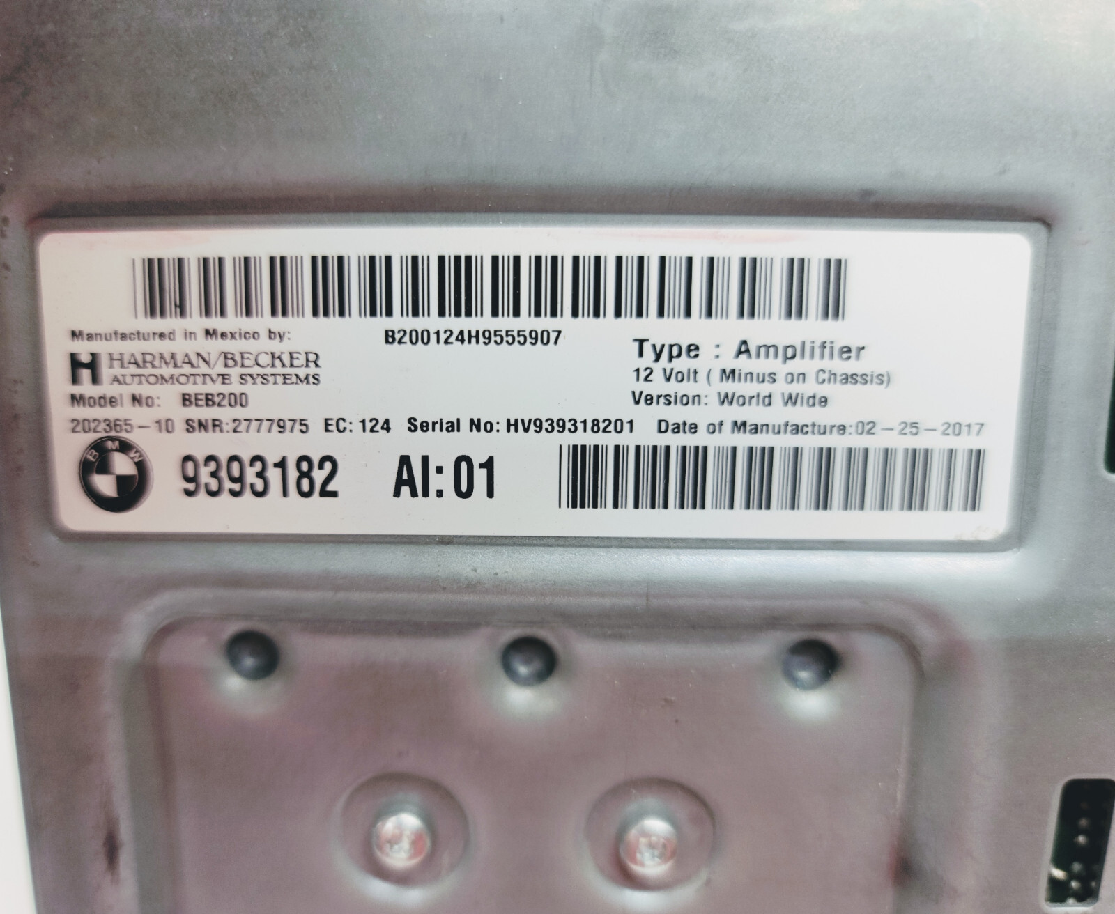 9393182 REFURBISHED BMW Harman/Kardon amplifier 20142019 X3 X4 X5 X6