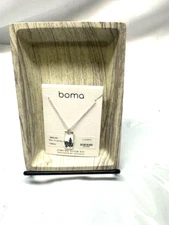 BOMA Sterling Silver 925 Chain Necklace-Rectangle Pinetree Necklace-N4458 *New