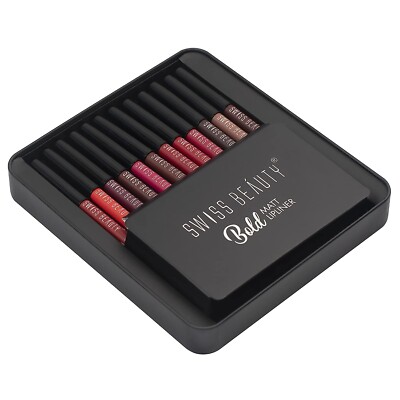 Swiss Beauty Bold Matte Lipliner Pencil Set | Long Stay | Smudge Free 12er Pack