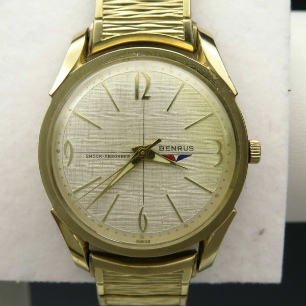 Men's Vintage Benrus Shock Absorber Watch 10k R.g.p Gold Case