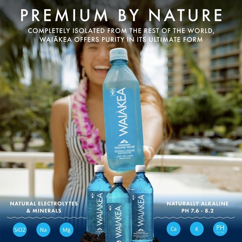 Waiakea Hawaiian Volcanic Water, Naturally Alkaline,Recycled Bottle, 1L -12 pack - Picture 2 of 6