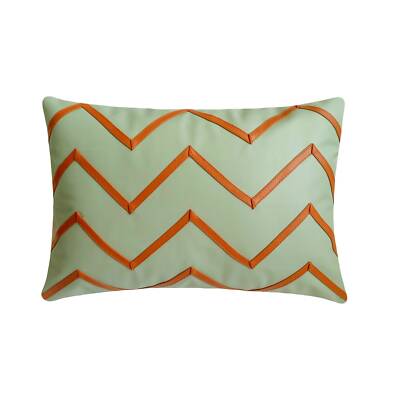 Mint Green Faux Leather Lumbar Pillow Cover Set of Faux leather Tape-  Rosalind