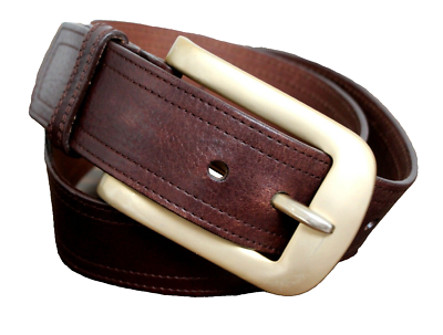WCM NY BROWN GENUINE LEATHER GOLD TONE BUCKLE 2.75 display picture 2