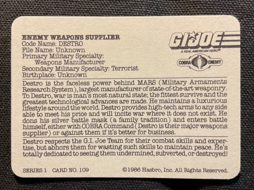 GI Joe - 1986 Hasbro Trading Cards & Stickers- Singles - Picture 139 of 261