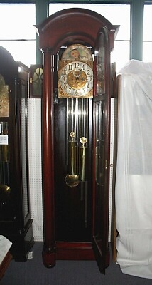 Antique Herschede Long Case Grandfather Clock 92 H Moon Dial Westminster Works Ebay
